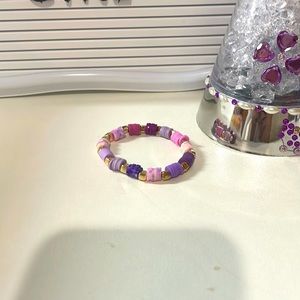 Handmade purple clay bead bracelet